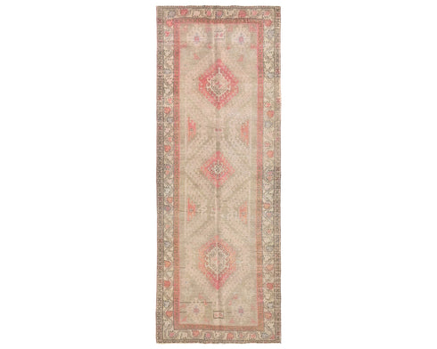 10 Ft Vintage Brown Persian Style Hand Knotted Low Pile Wool Runner Rug